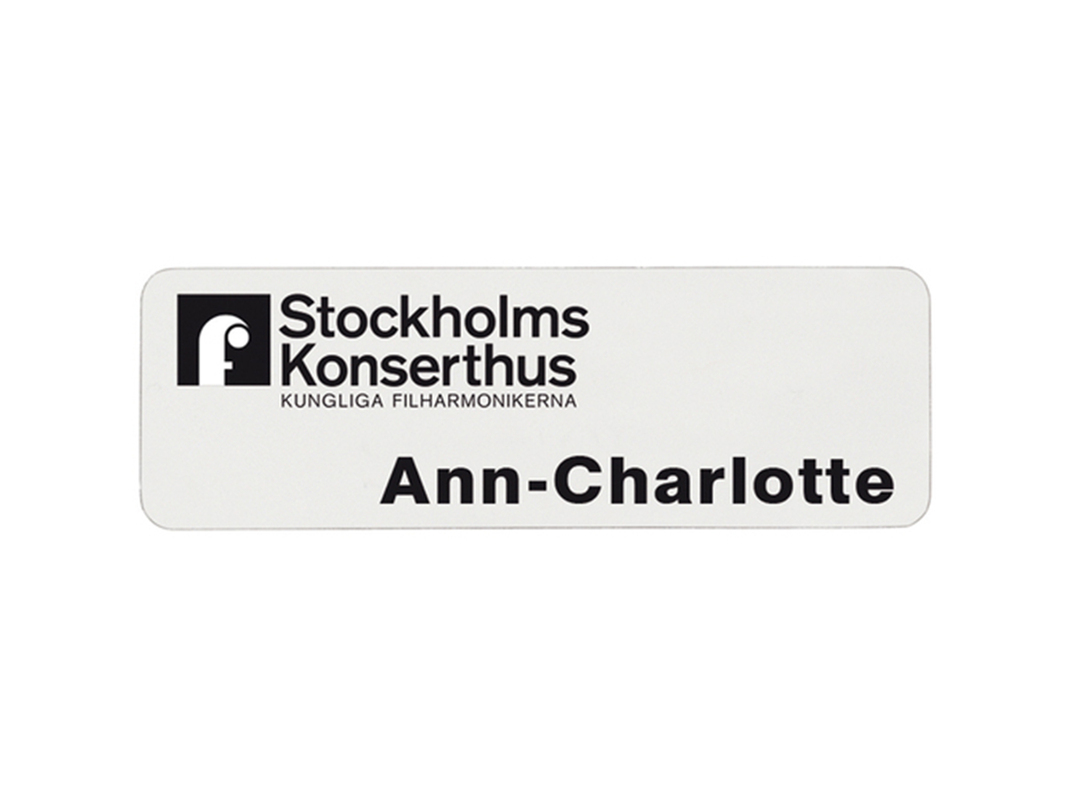 Namnbricka i plast rektangulär vit