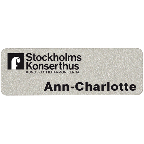 Namnbricka i plast rektangulär silver