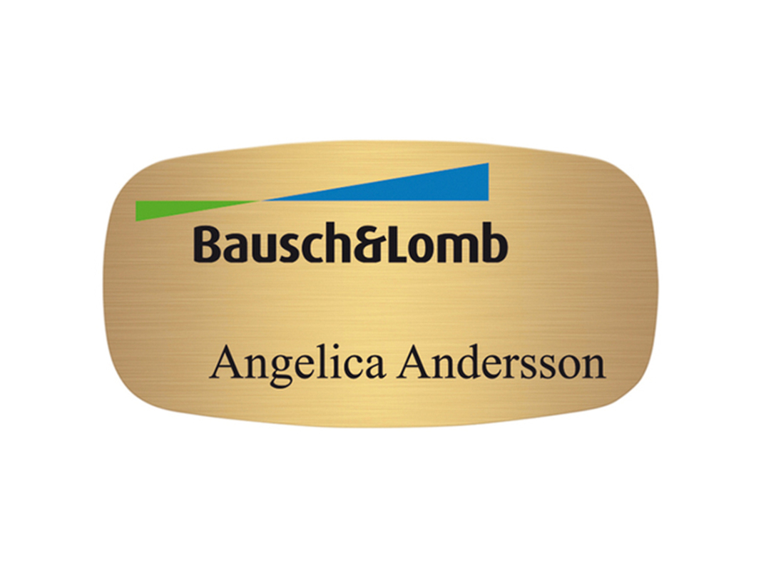 Namnbricka i metall rundad mässing