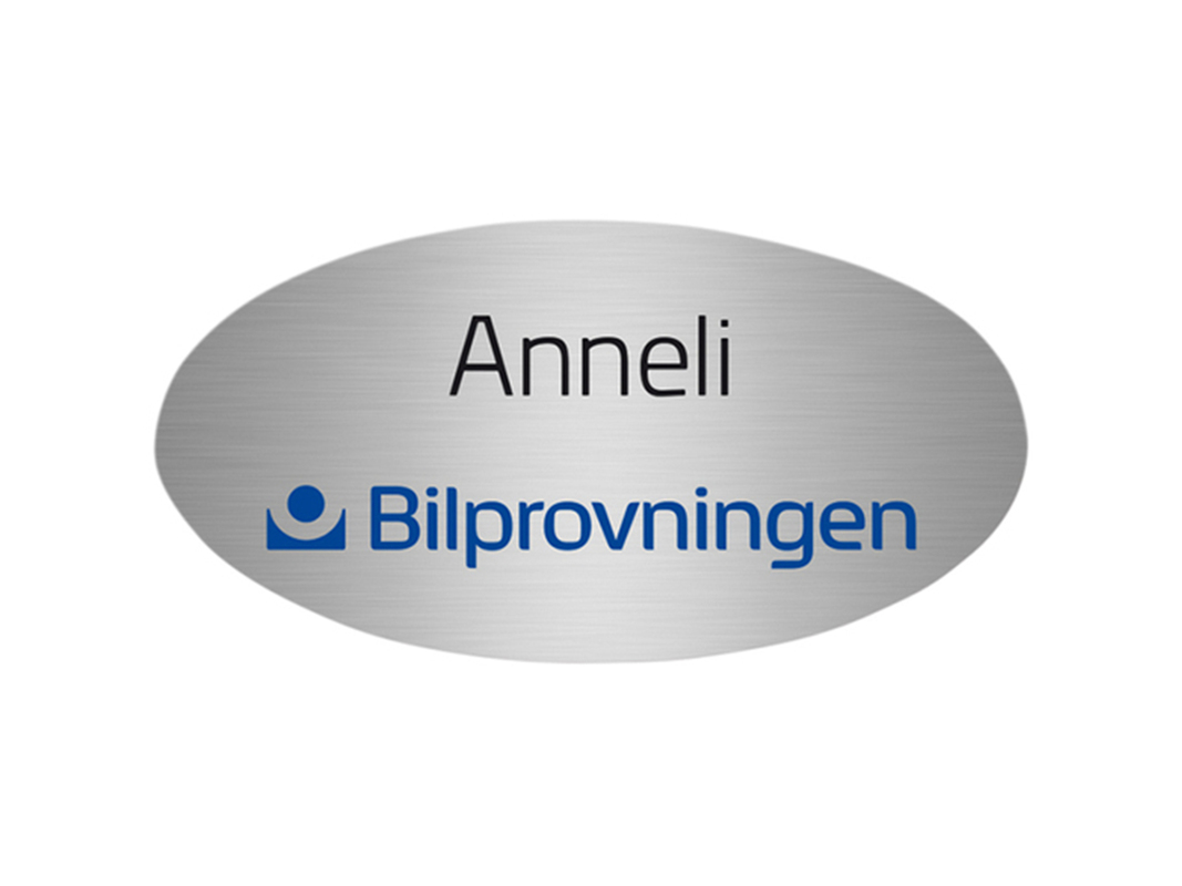 Namnbricka i metall oval aluminium